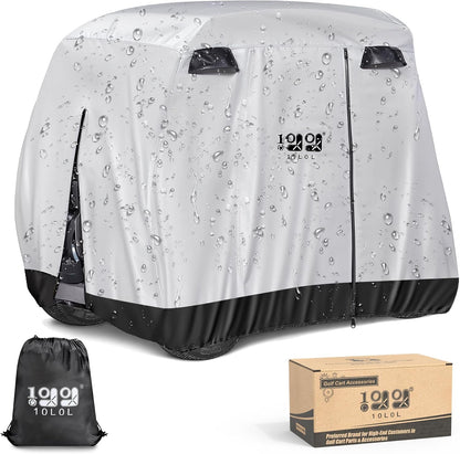 Universal Golf Cart Covers for Yamaha,Club Car, EZGO, Waterproof 2/4 Passenger Golf Cart Rain Covers with 3 Zipper Doors